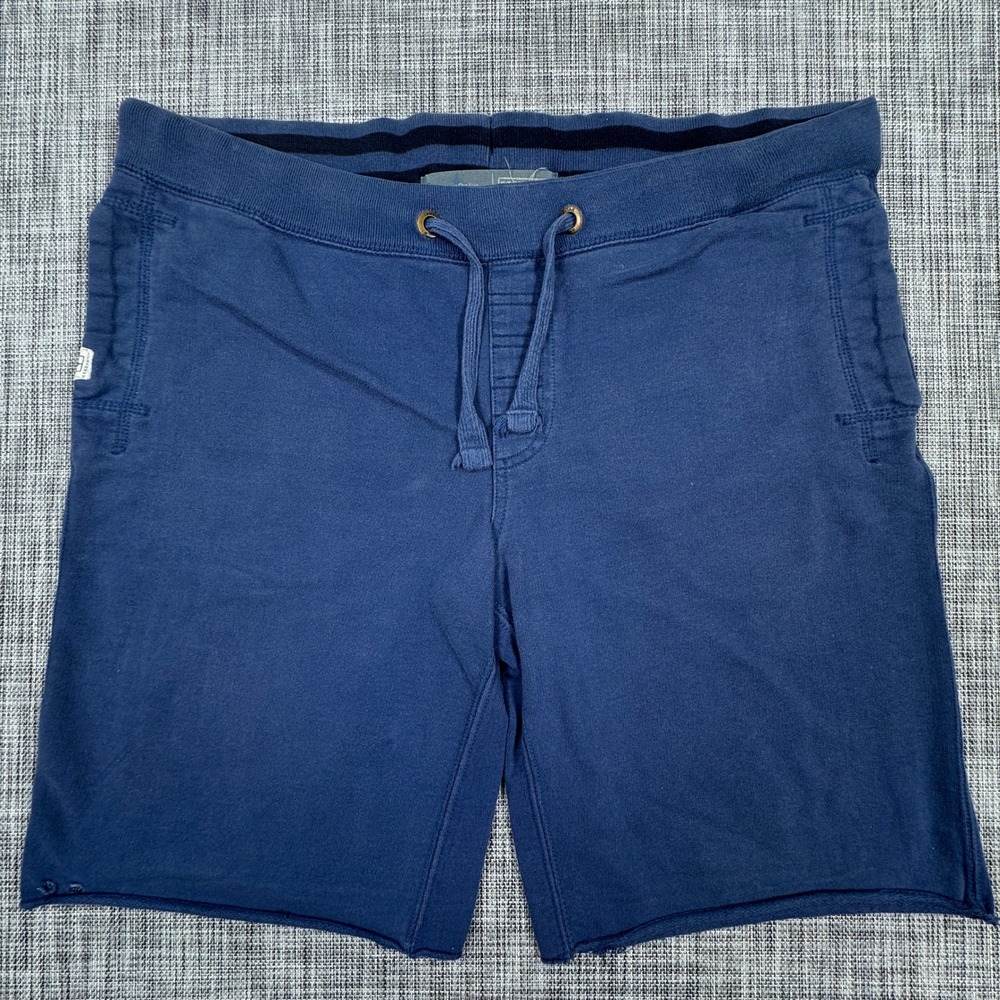 Converse One Star Sweatshorts Mens Large Blue French Terry Drawstring Raw Hem